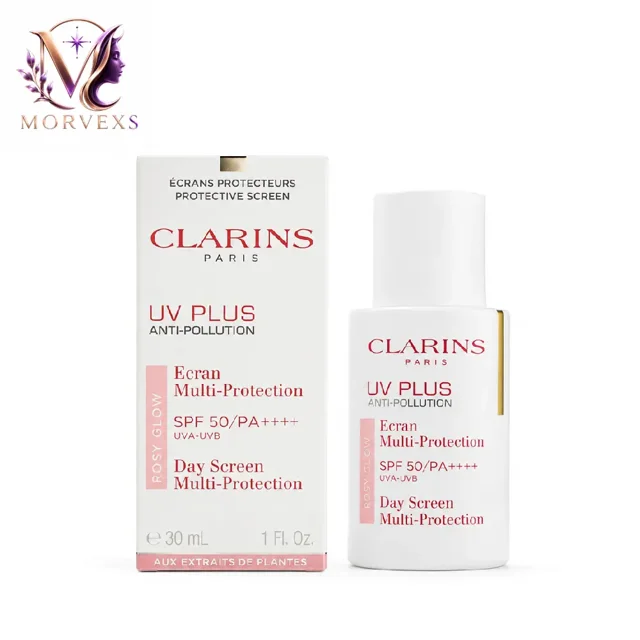 ضد آفتاب کلارنس UV Plus Anti-Pollution Rosy Glow SPF 50 PA++++ حجم 30 میل - Morvexs