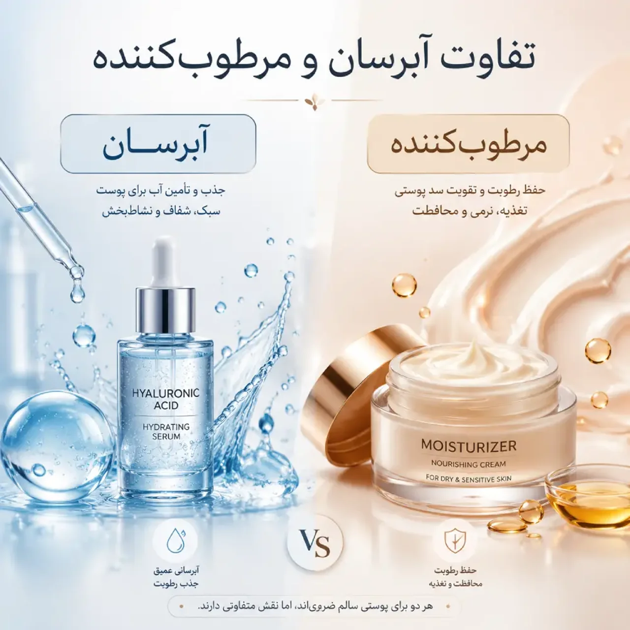تفاوت آبرسان و مرطوبکننده؛ کدام برای پوست شما بهتر است؟