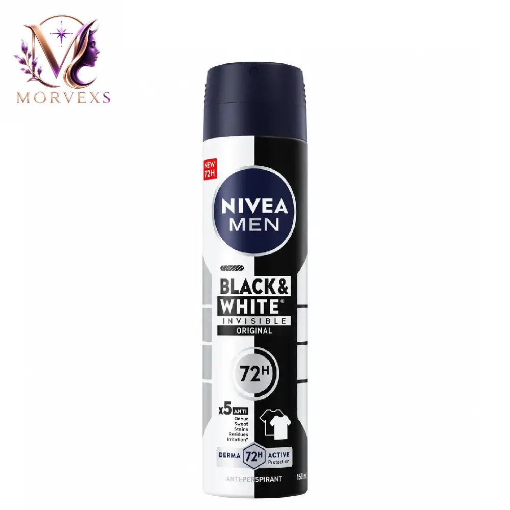 اسپری ضدتعریق مردانه نیوآ Black & White Invisible Original حجم ۱۵۰ میلی‌لیتر | NIVEA MEN