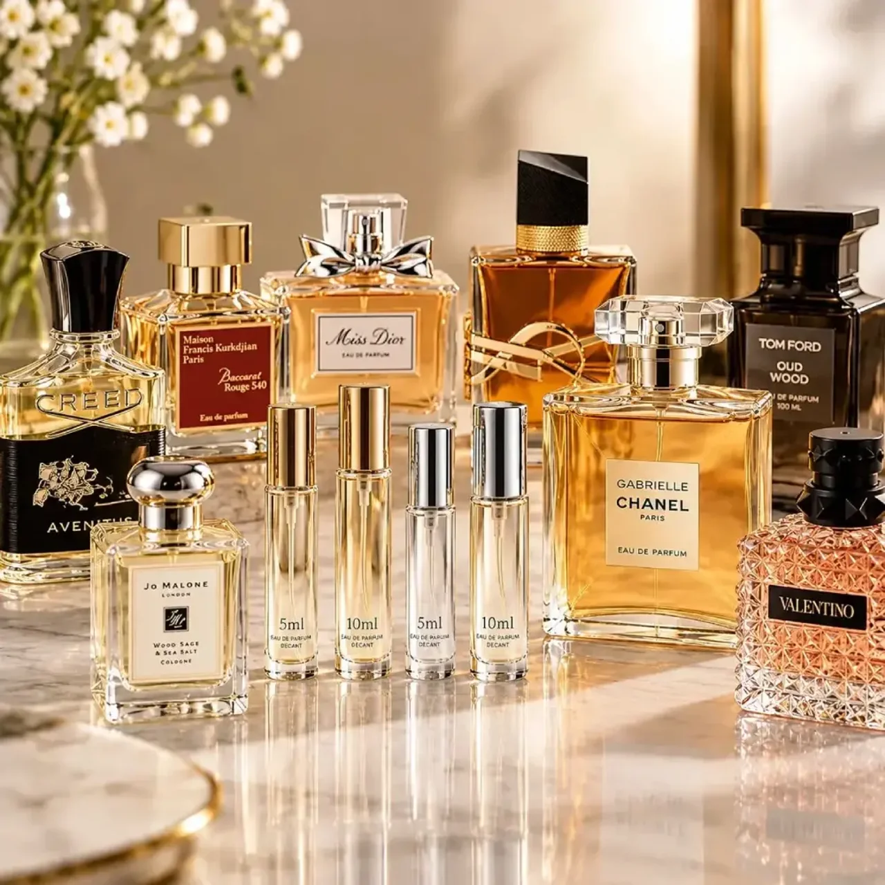 عطر دکانت چیست؟ راهنمای کامل خرید دکانت‌های ۵ و ۱۰ میل تا شیشه‌های ۳۰، ۵۰ و ۱۰۰ میل اصل